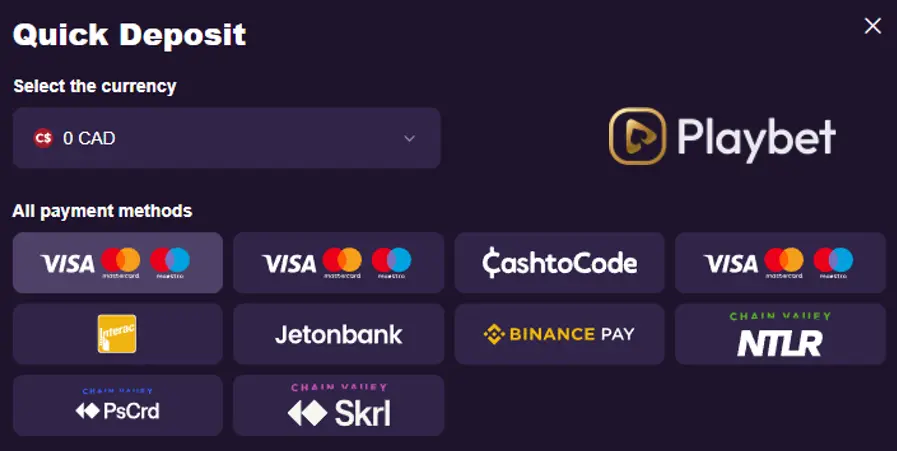 quick deposit and withdraw at playbet