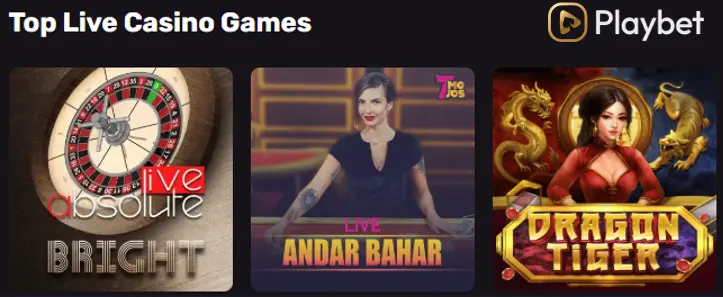 live casino games with real dealers at Playbet
